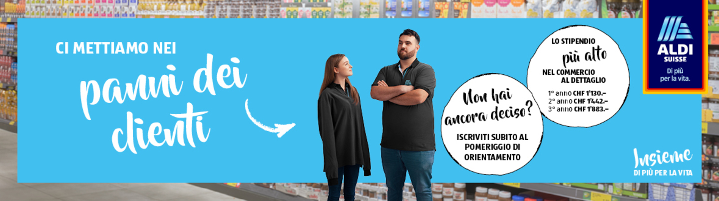 Event ALDI SUISSE AG Pomeriggio di prova da Aldi 2021 – Apprendistato nel commercio al dettaglio a Morbio Inferiore header